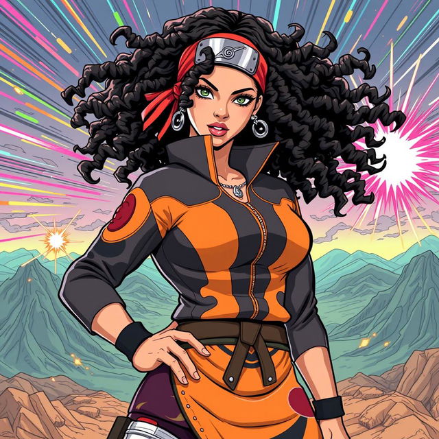 Beyoncé reimagined as a Naruto character in vibrant colored manga style