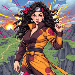 Beyoncé reimagined as a Naruto character in vibrant colored manga style