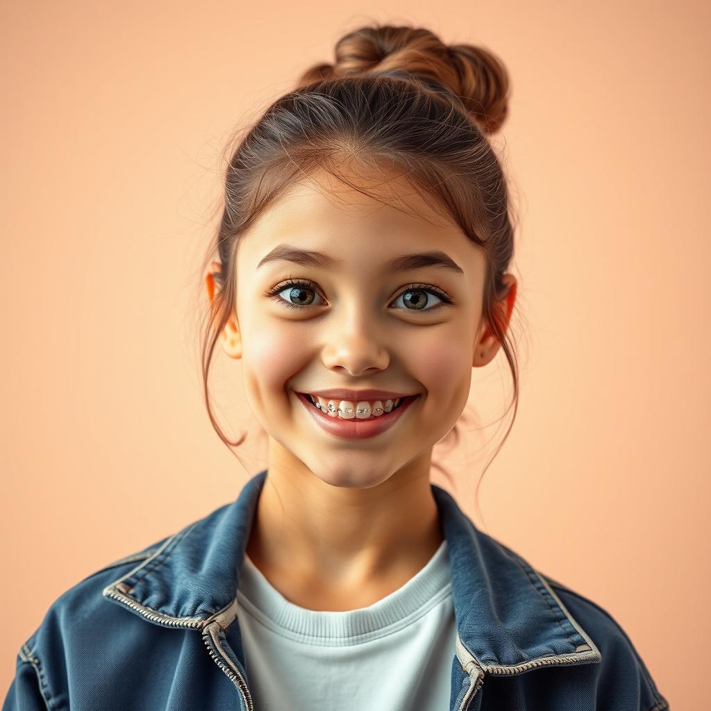 A stunning portrait of a young woman with braces, posing confidently