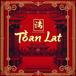A Chinese style ancient book cover featuring the word 'Toan Lat' as the main character, designed in a historical style
