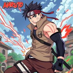 Johnny Sins reimagined as a Naruto character in vibrant colored manga style