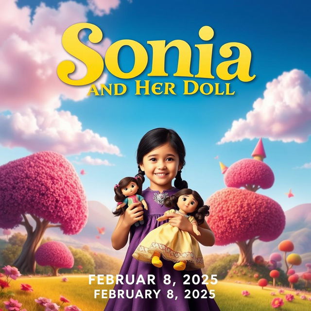 A movie poster for a film titled 'Sonia and Her Doll', designed for its premiere on February 8, 2025