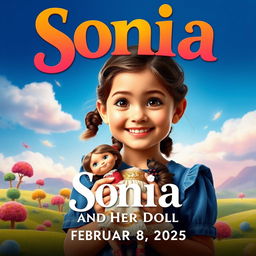 A movie poster for a film titled 'Sonia and Her Doll', designed for its premiere on February 8, 2025