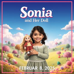 A movie poster for a film titled 'Sonia and Her Doll', designed for its premiere on February 8, 2025