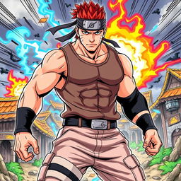 John Cena reimagined as a Naruto character in vibrant colored manga style