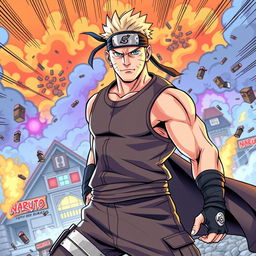 John Cena reimagined as a Naruto character in vibrant colored manga style