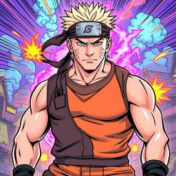 John Cena reimagined as a Naruto character in vibrant colored manga style