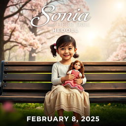 A realistic movie poster for a film titled 'Sonia and Her Doll', set to premiere on February 8, 2025