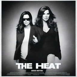 A high-quality, duotone movie poster of the film 'The Heat', starring Sandra Bullock and Melissa McCarthy in their agent roles