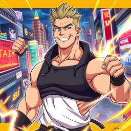 John Cena depicted as an anime character, showcasing his signature muscular physique and charismatic smile