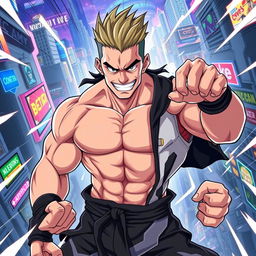 John Cena depicted as an anime character, showcasing his signature muscular physique and charismatic smile