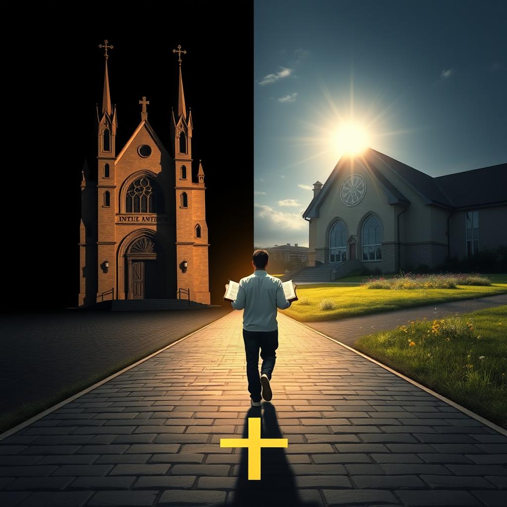 A reflective design featuring a crossroads symbolizing a life-altering decision