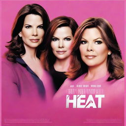 A high-quality, pink-orange duotone movie poster of the film 'The Heat', featuring Sandra Bullock and Melissa McCarthy in their agent roles