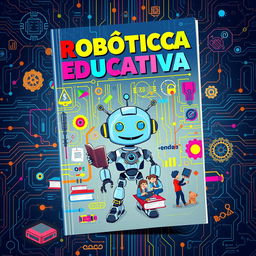 A visually striking book cover for an educational robotics book titled 'Robótica Educativa'