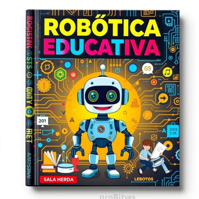 A visually striking book cover for an educational robotics book titled 'Robótica Educativa'