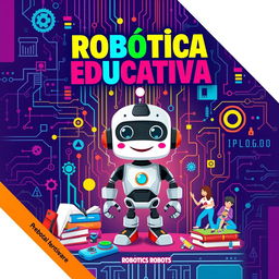 A visually striking book cover for an educational robotics book titled 'Robótica Educativa'