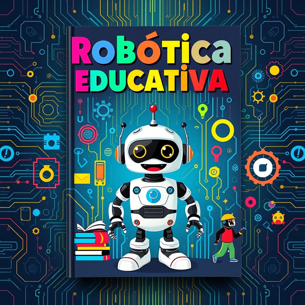 A visually striking book cover for an educational robotics book titled 'Robótica Educativa'