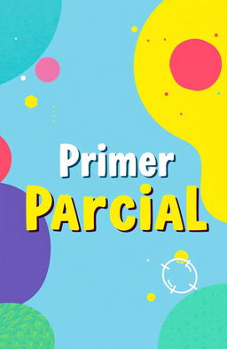A vibrant and engaging book cover design for a title that says 'Primer Parcial'