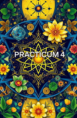A stunning artwork that beautifully merges themes of science and mathematics, featuring intricate geometric patterns interwoven with natural elements like flowers and stars