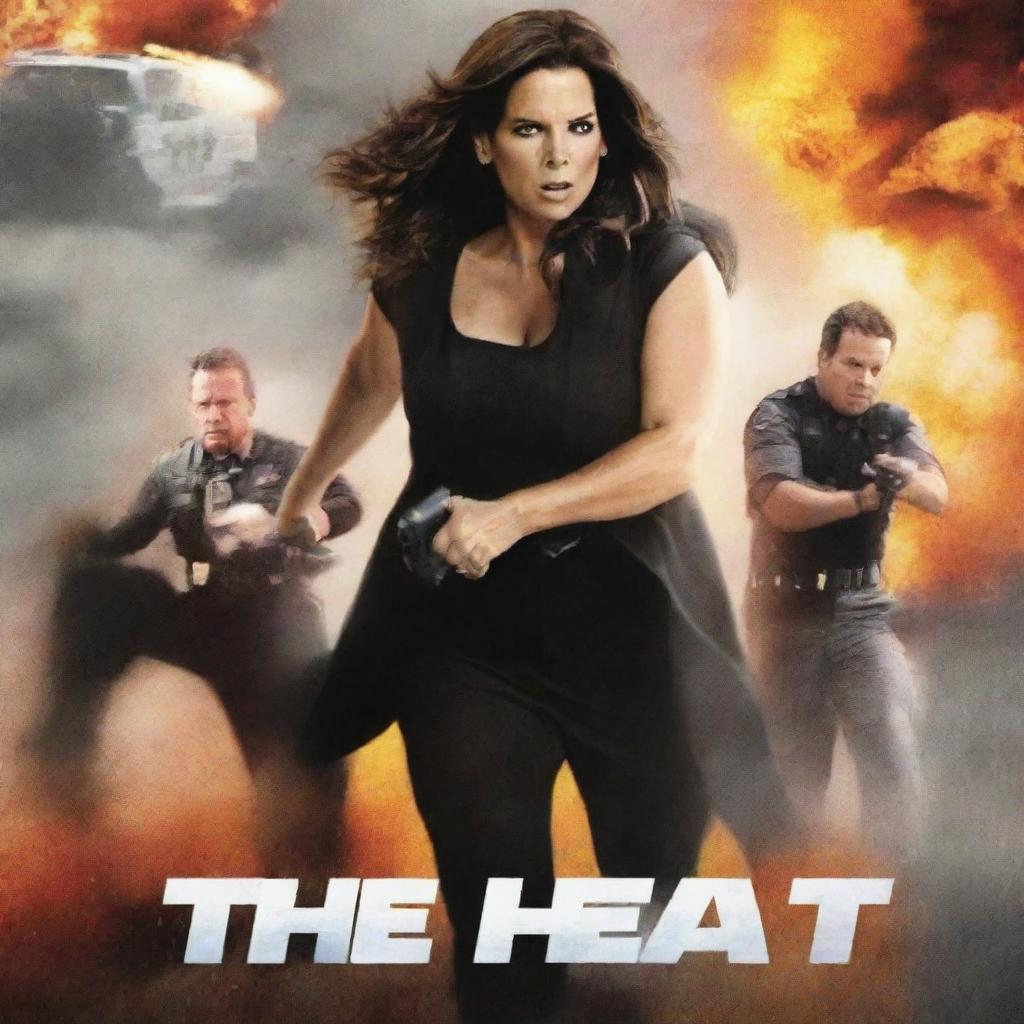 A high-quality, textless, duotone movie poster for 'The Heat', rendered in the style of a fight comic