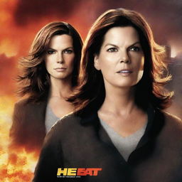 A high-quality, textless, duotone movie poster for 'The Heat', rendered in the style of a fight comic