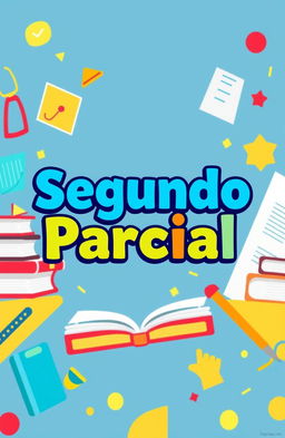 A vibrant and engaging cover design for a school assignment titled 'Segundo Parcial'