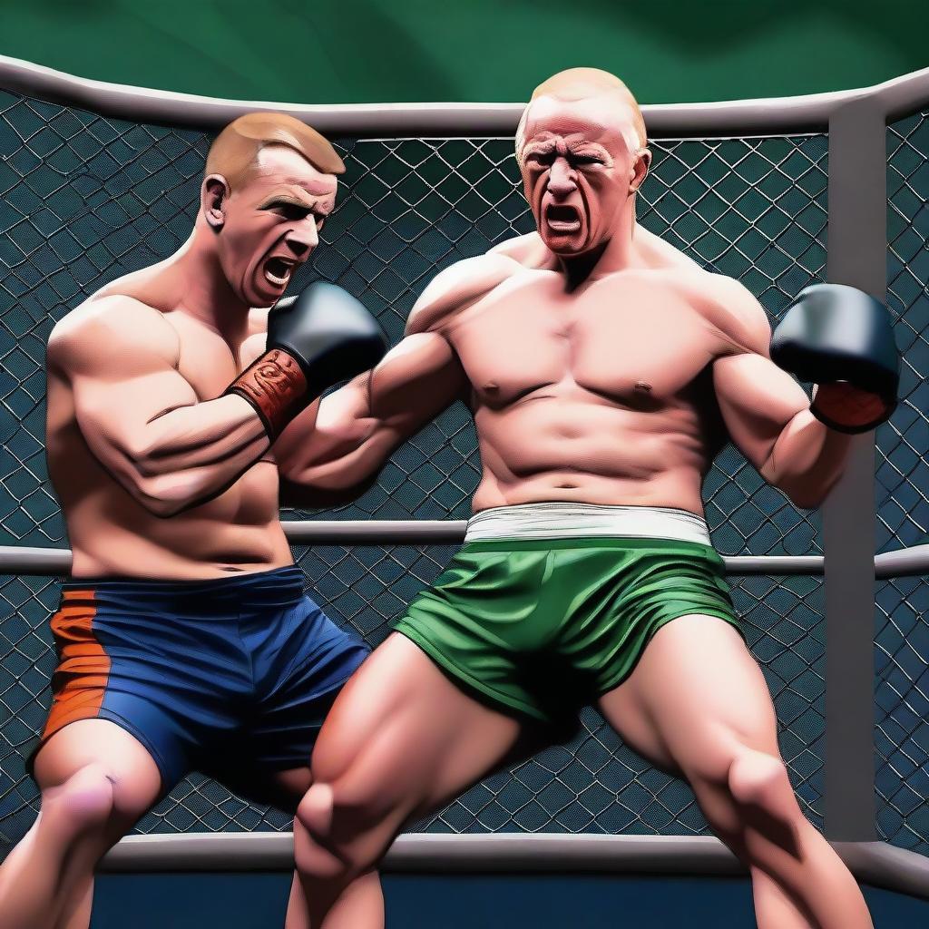 An engaging digital art image displaying the Irish Prime Minister as a cage fighter