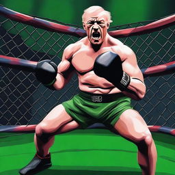 An engaging digital art image displaying the Irish Prime Minister as a cage fighter