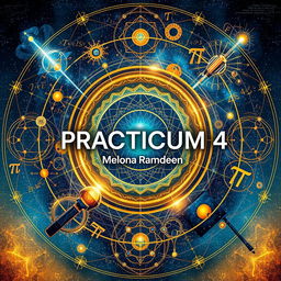A visually stunning composition that merges science and mathematics, depicting intricate patterns that symbolize these fields, including formulas, geometrical shapes, and scientific symbols like atoms and pi