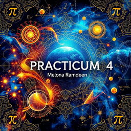 A visually stunning composition that merges science and mathematics, depicting intricate patterns that symbolize these fields, including formulas, geometrical shapes, and scientific symbols like atoms and pi