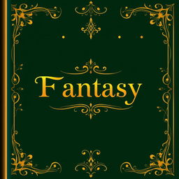 A fantasy book cover featuring a gentle dark green background adorned with intricate golden details