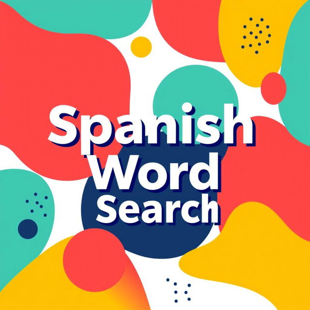 A vibrant and modern cover design for a Spanish word search book
