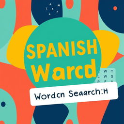 A vibrant and modern cover design for a Spanish word search book