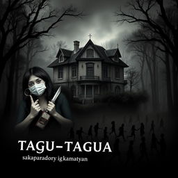 Book cover design for a novel titled 'Tagu-taguan sa aparador ng kamatayan'