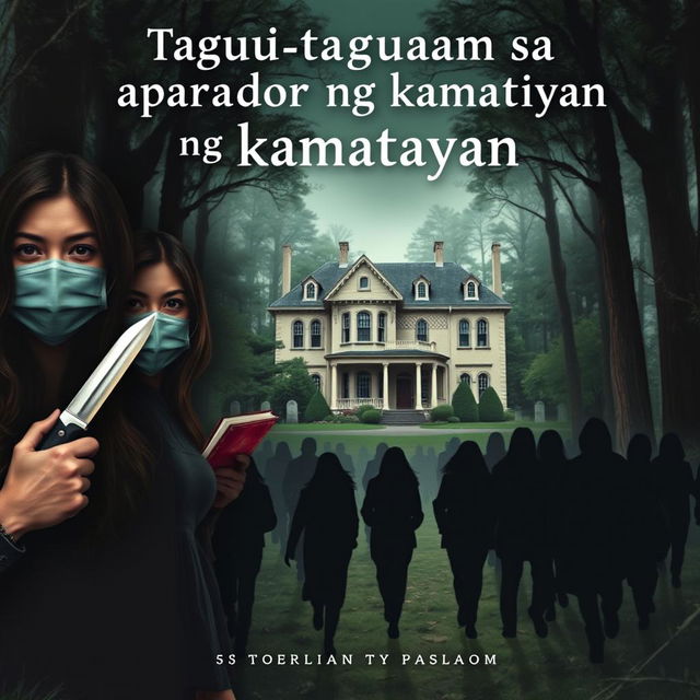 A book cover for the title "Tagu-taguan sa aparador ng kamatayan"