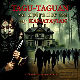 A book cover for the title "Tagu-taguan sa aparador ng kamatayan"