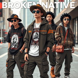 A stylish and original clothing design for a hip and popular new clothing brand named "Broken Native"