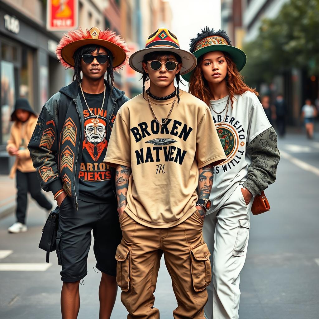 A stylish and original clothing design for a hip and popular new clothing brand named "Broken Native"