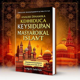 A book cover design for 'Analisis Dinamika Kehidupan Sosial Masyarakat Islam di Uni Soviet (1922-1991)' by Mgs