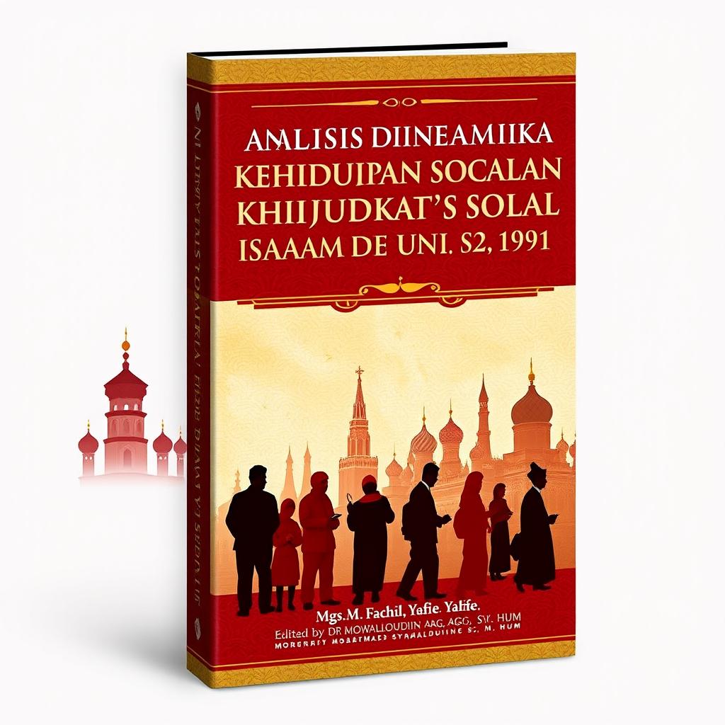 A book cover design for the title 'Analisis Dinamika Kehidupan Sosial Masyarakat Islam di Uni Soviet (1922-1991)' by Mgs
