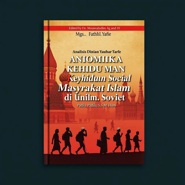 A book cover design for the title 'Analisis Dinamika Kehidupan Sosial Masyarakat Islam di Uni Soviet (1922-1991)' by Mgs