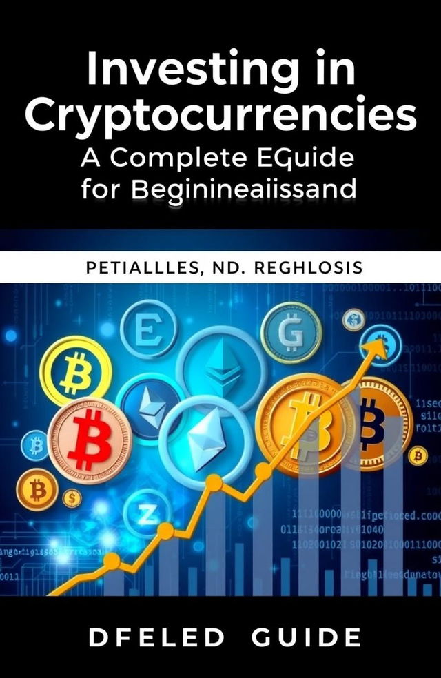 A detailed guide cover for cryptocurrency investment, featuring a sleek and modern design that captures the essence of digital finance