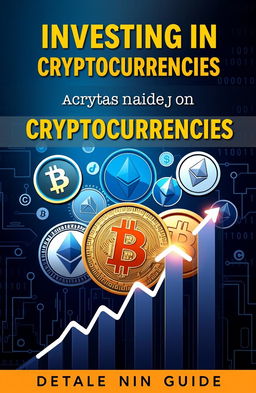 A detailed guide cover for cryptocurrency investment, featuring a sleek and modern design that captures the essence of digital finance