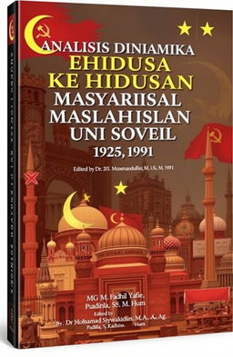 A book cover design for the title "Analisis Dinamika Kehidupan Sosial Masyarakat Islam di Uni Soviet (1922-1991)" by Mgs
