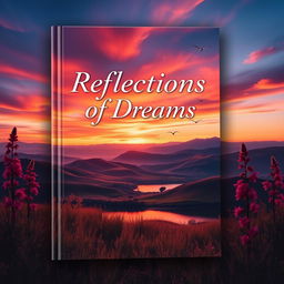 A visually stunning book cover featuring a serene landscape of rolling hills under a vibrant sunset