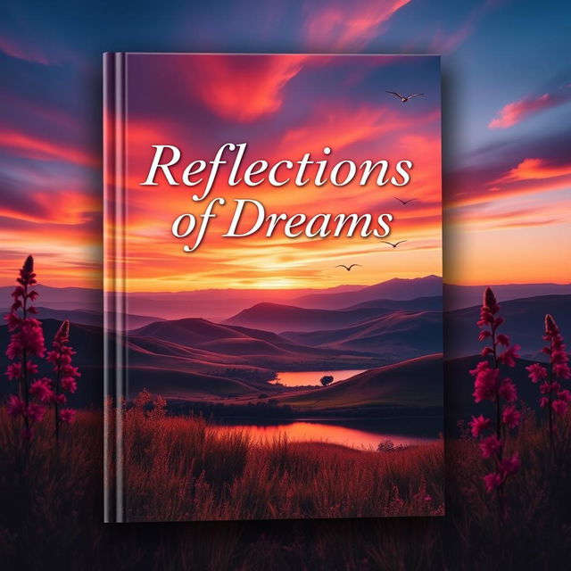 A visually stunning book cover featuring a serene landscape of rolling hills under a vibrant sunset