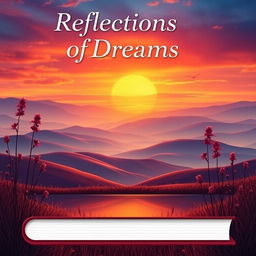 A visually stunning book cover featuring a serene landscape of rolling hills under a vibrant sunset
