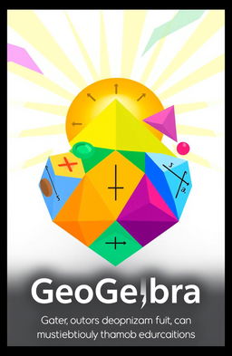 A vibrant and cheerful logo for the GeoGebra application, designed specifically for teaching mathematical functions