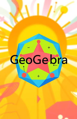 A vibrant and cheerful logo for the GeoGebra application, designed specifically for teaching mathematical functions