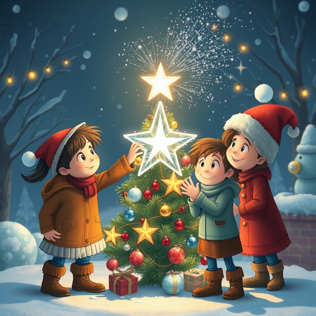 In a charming winter scene, Chole, a bright-eyed girl, and Michelle, a resourceful girl, alongside Mr